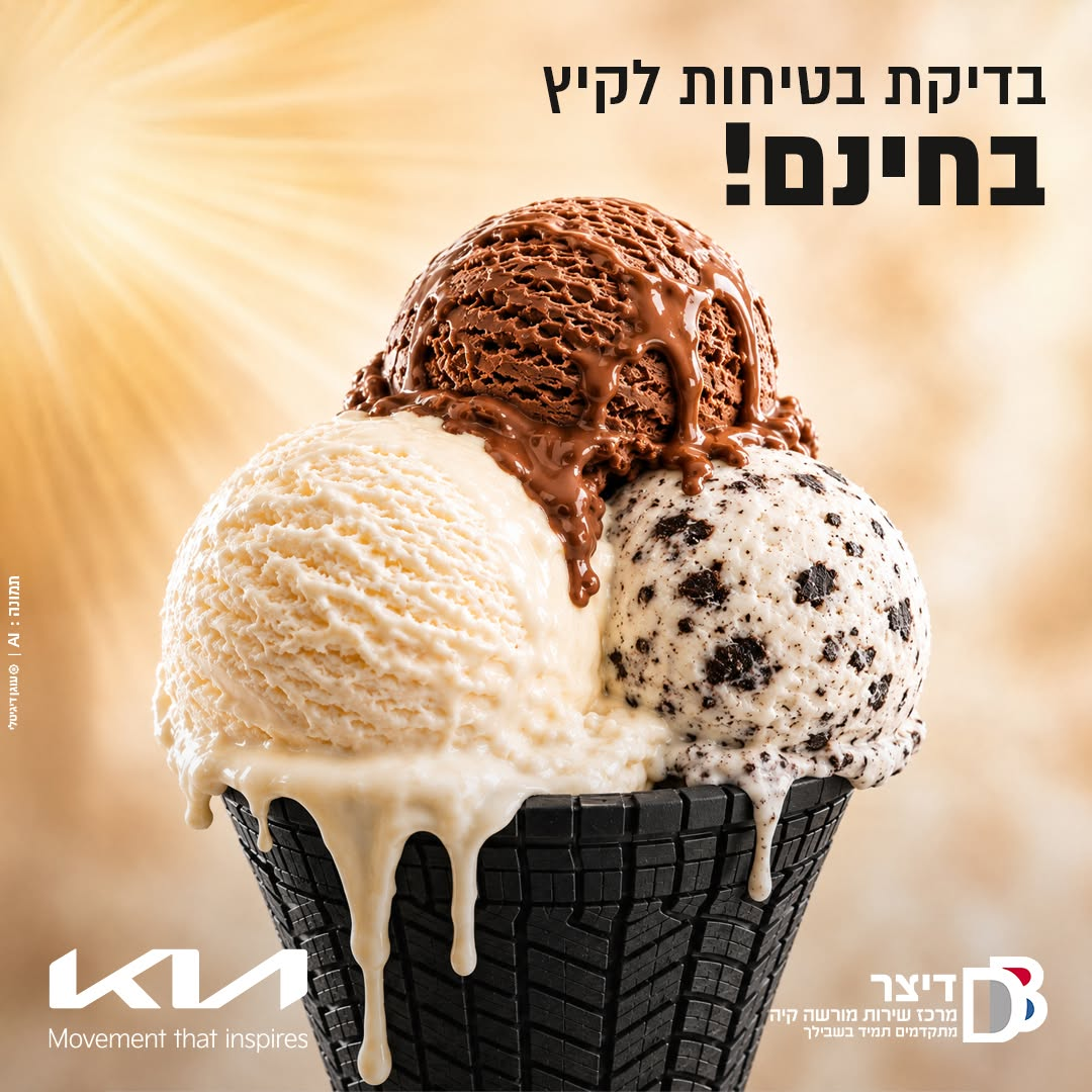 גלידה נמסה על צמיג – בדיקת בטיחות לקיץ בדיצר קיה בית שמש